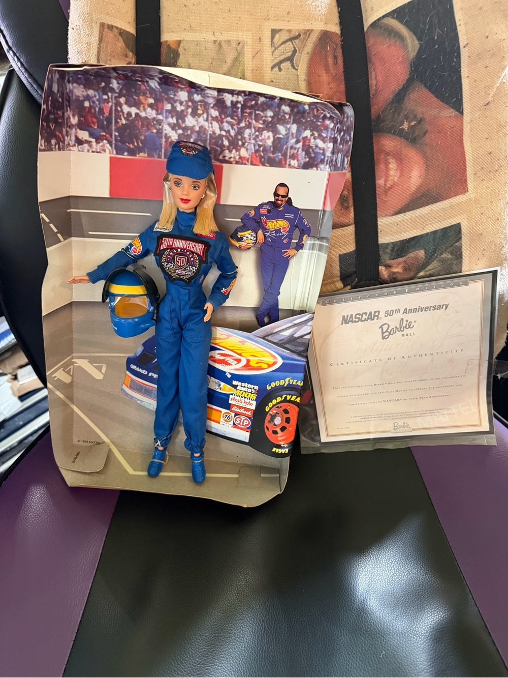 Barbie Blue NASCAR 50th Anniversary Racecar Driver Doll with Helmet